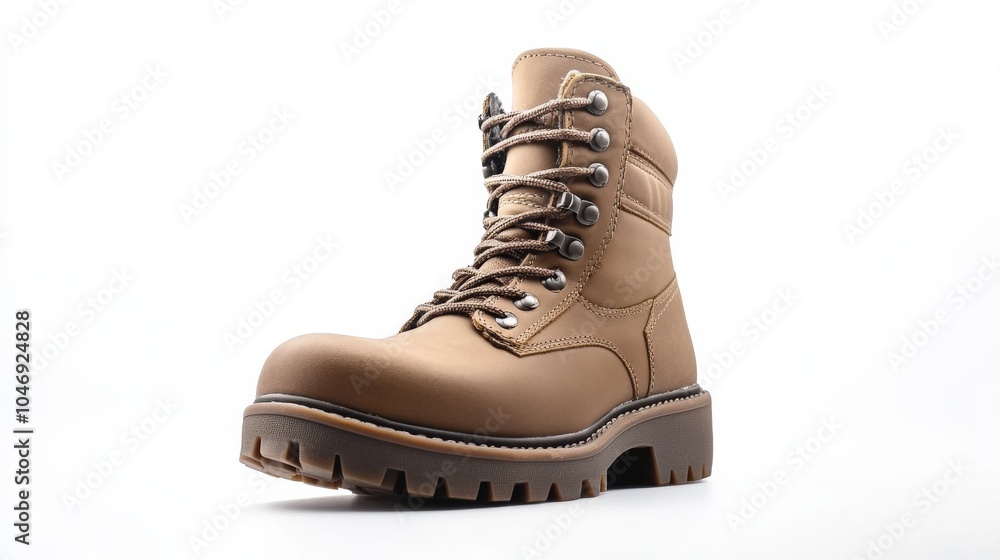 Army Boot. Object of Soldier's Battle Shoes in White Background Army Boot. Object of Soldier's Battle Shoes in White Background