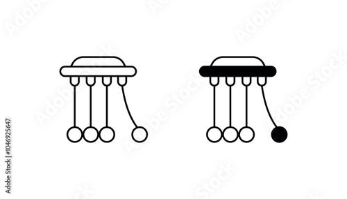 Newton's Cradle icon design with white background stock illustration