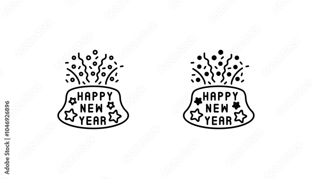 Fototapeta premium Happy New Year Banner icon design with white background stock illustration