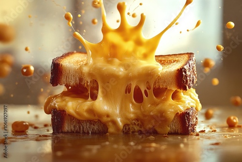 Melted Cheese Sandwich with a Splash of Gooeyness photo