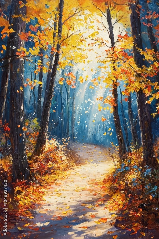 Serene Autumn Pathway Through the Forest Serene Autumn Pathway Through the Forest
