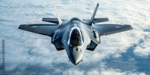 F-35 lightning ii fighter jet flying above clouds photo