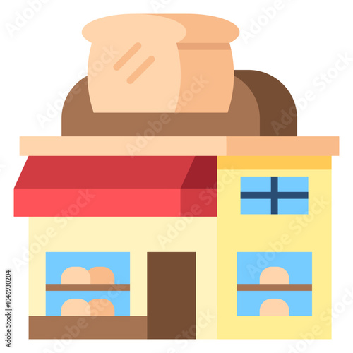 Bread store Icon Flat,Places icon pack,minimalist vector illustration ,simple transparent graphic element .Isolated on white background