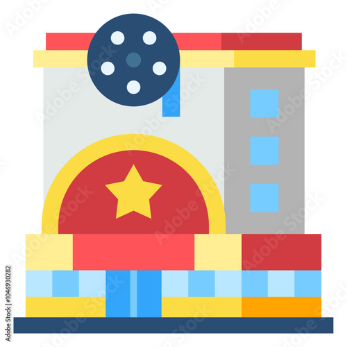 Cinema Icon Flat,Places icon pack,minimalist vector illustration ,simple transparent graphic element .Isolated on white background