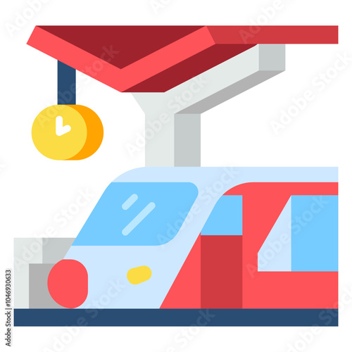 Train Station Icon Flat,Places icon pack,minimalist vector illustration ,simple transparent graphic element .Isolated on white background