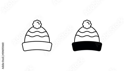 Woolly Hat icon design with white background stock illustration