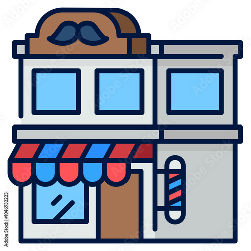 Barber Shop Icon Filled Line,Places icon pack,minimalist vector illustration ,simple transparent graphic element .Isolated on white background