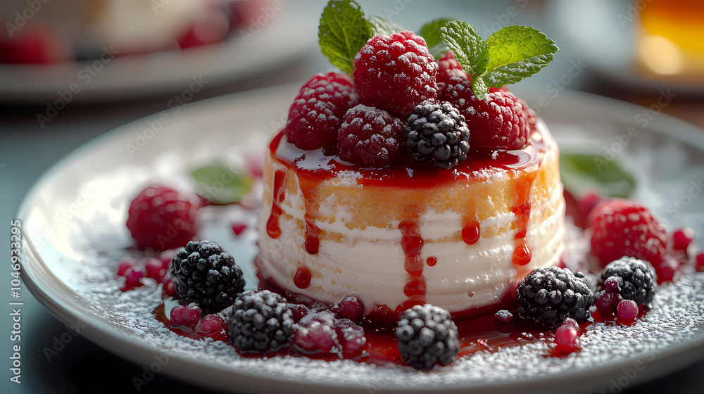 Fruit cake,The background is a fancy restaurant,shallow depth of field, real colors and comfortable light,Food photography Fruit cake,The background is a fancy restaurant,shallow depth of field, real colors and comfortable light,Food photography