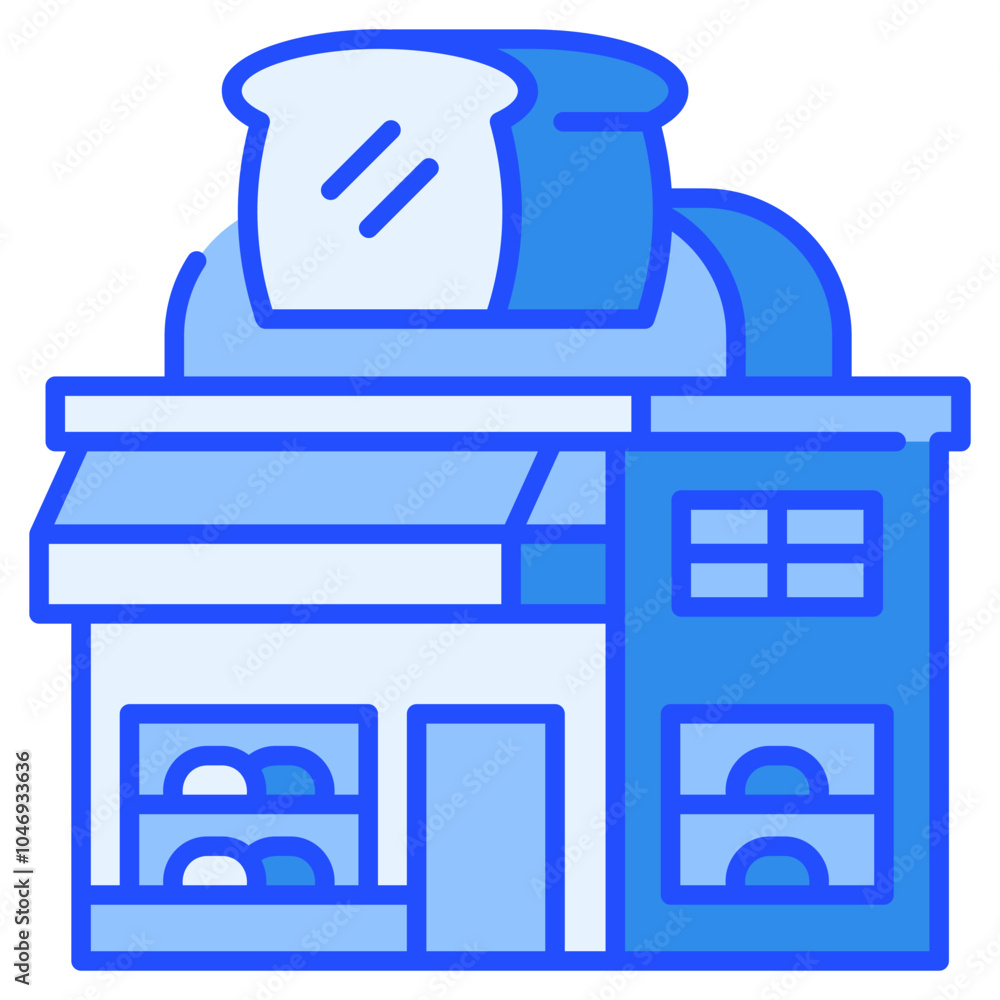 Bread store Icon Blue,Places icon pack,minimalist vector illustration ,simple transparent graphic element .Isolated on white background Bread store Icon Blue,Places icon pack,minimalist vector illustration ,simple transparent graphic element .Isolated on white background
