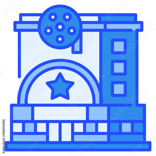 Cinema Icon Blue,Places icon pack,minimalist vector illustration ,simple transparent graphic element .Isolated on white background
