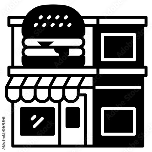 Fast Food Restaurant Icon Black Fill,Places icon pack,minimalist vector illustration ,simple transparent graphic element .Isolated on white background