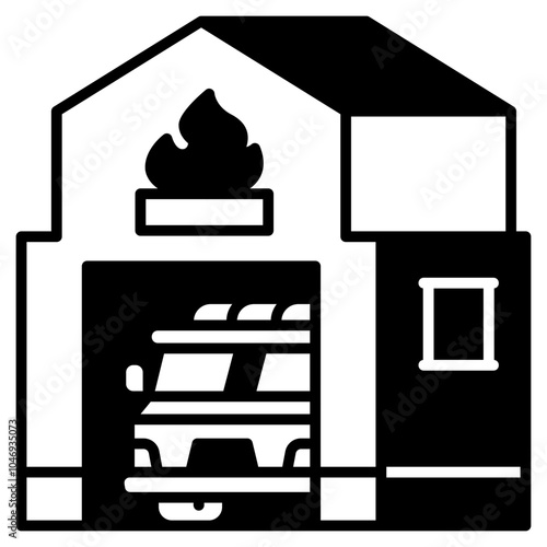 Firehouse Icon Black Fill,Places icon pack,minimalist vector illustration ,simple transparent graphic element .Isolated on white background