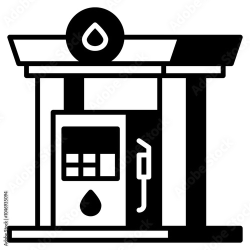 Gas Station Icon Black Fill,Places icon pack,minimalist vector illustration ,simple transparent graphic element .Isolated on white background