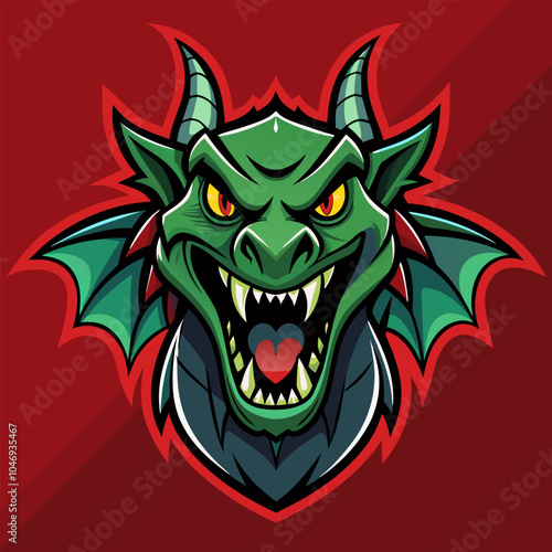 Angry Dragon mascot logo vector illustration, dragon mascot esport logo, Oper her mouth