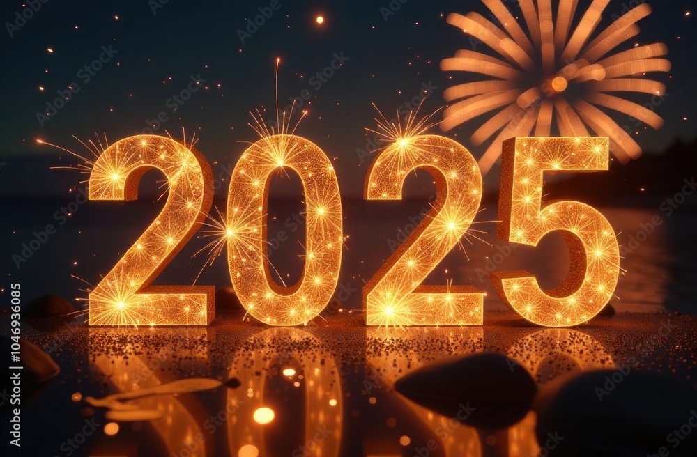 gold letters 2025 and fireworks gold letters 2025 and fireworks