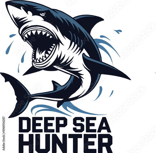 Deeo Sea Hunter  Concept Shark T-Shirt Design