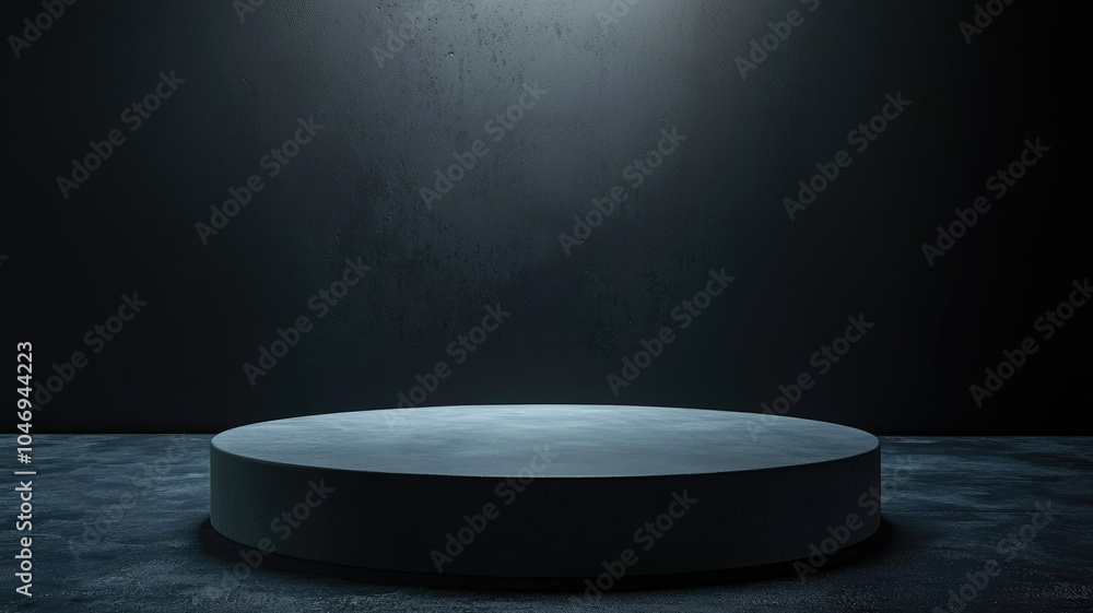 Single Circular Pedestal on a Dark Textured Surface Single Circular Pedestal on a Dark Textured Surface