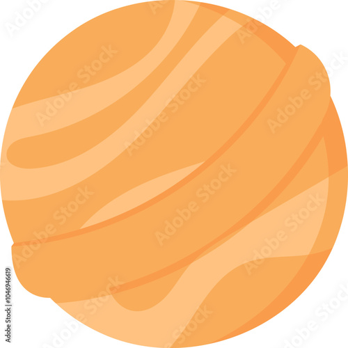 Flat cartoon design of vibrant bath bomb, a cosmetic product for skincare and bodycare. Concept of relaxation, beauty, and self ideal for spa wellness themes.