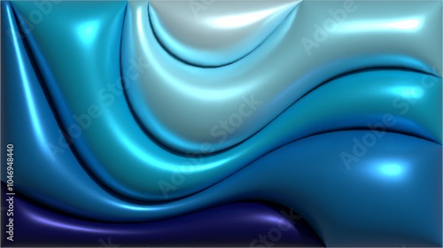 Dynamic 3D abstract wavy modern background, inflated balloon like forms in blue colors, fluid shapes create a sense of motion and depth
