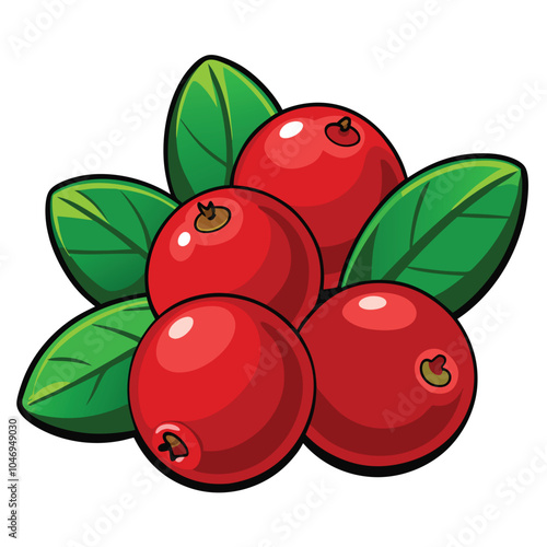 Cranberry vector illustration Isolated white background.