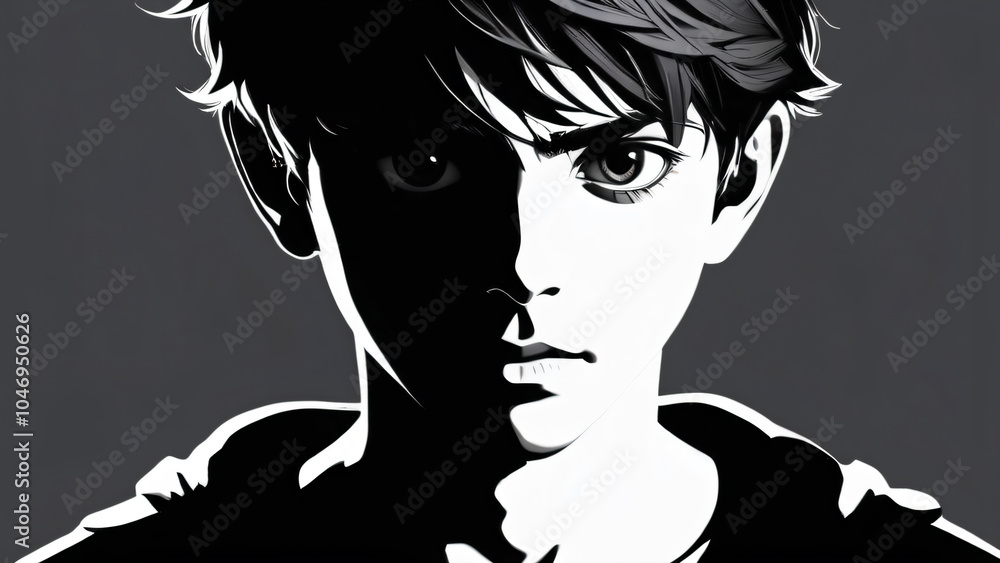 Fototapeta premium A monochrome, blurred portrait emphasizing light and texture.