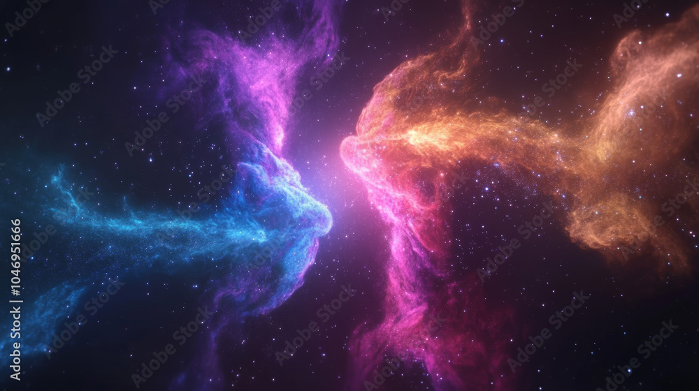 A colorful depiction of outer space with distant galaxies, bright stars, and swirling nebulae. A colorful depiction of outer space with distant galaxies, bright stars, and swirling nebulae.
