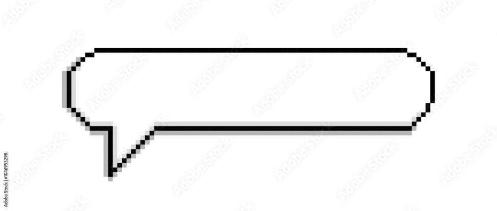 White long oval speech bubble. Retro game design element in pixel art style. Icon chat template. Vector illustration
White long oval speech bubble. Retro game design element in pixel art style. Icon chat template. Vector illustration