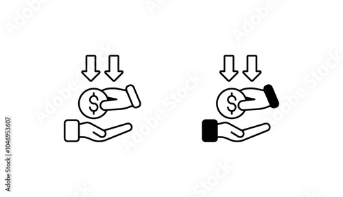 Expenditure icon design with white background stock illustration