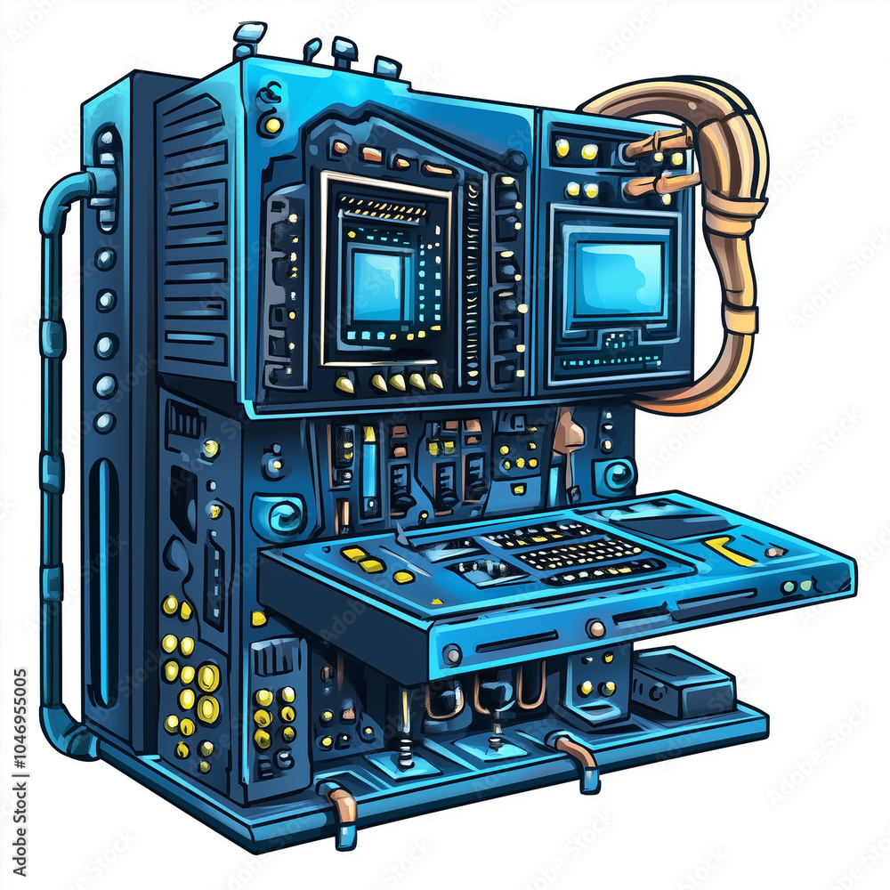 This image represents a computer engineer or programmer working on a ...
