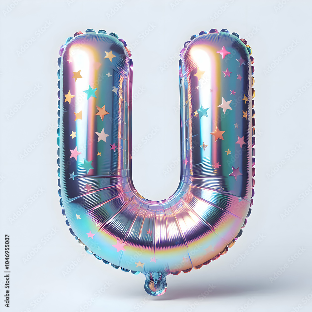letter U holographic balloon isolated on white background letter U holographic balloon isolated on white background