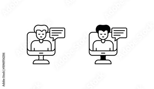Teleconferencing icon design with white background stock illustration