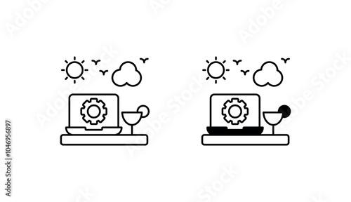 Digital Nomad icon design with white background stock illustration