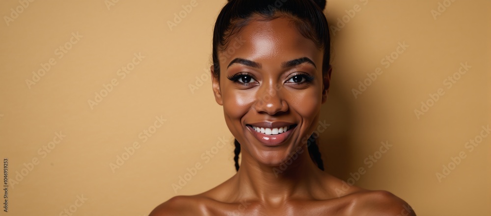 Old paper background featuring a beautiful African American woman with striking makeup Old paper background featuring a beautiful African American woman with striking makeup