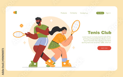 Dynamic Illustration of a Tennis Club for Enthusiasts of Sports and Active Lifestyles