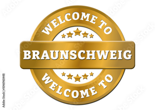 round old sticker welcome to Braunschweig