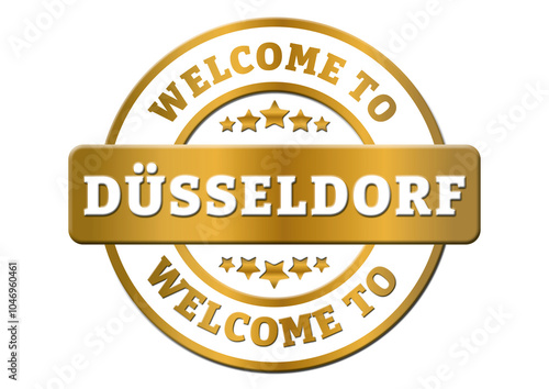 gold sticker welcome to Duesseldorf city