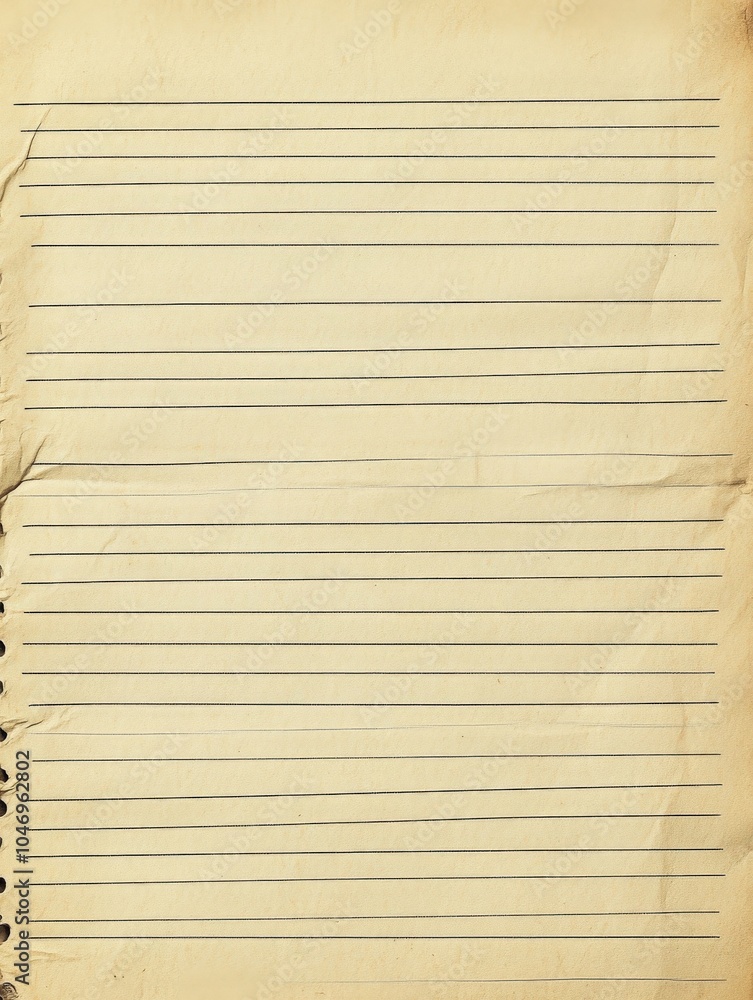 Obraz premium Blank Loose Leaf Notebook Paper Background. Lined Empty Page for School Notebook