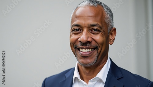 Portrait of an older African American man exuding confidence and happiness dressed in urban attire