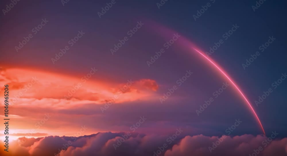 Rocket’s Fiery Trail in the Soft Glow of Sunset Rocket’s Fiery Trail in the Soft Glow of Sunset