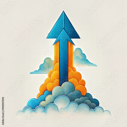 strategi marketing idea rocket in cloud smoke, progress growth development future photo