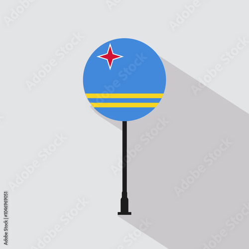 Aruba National Circle Sign Flag Vector Illustration