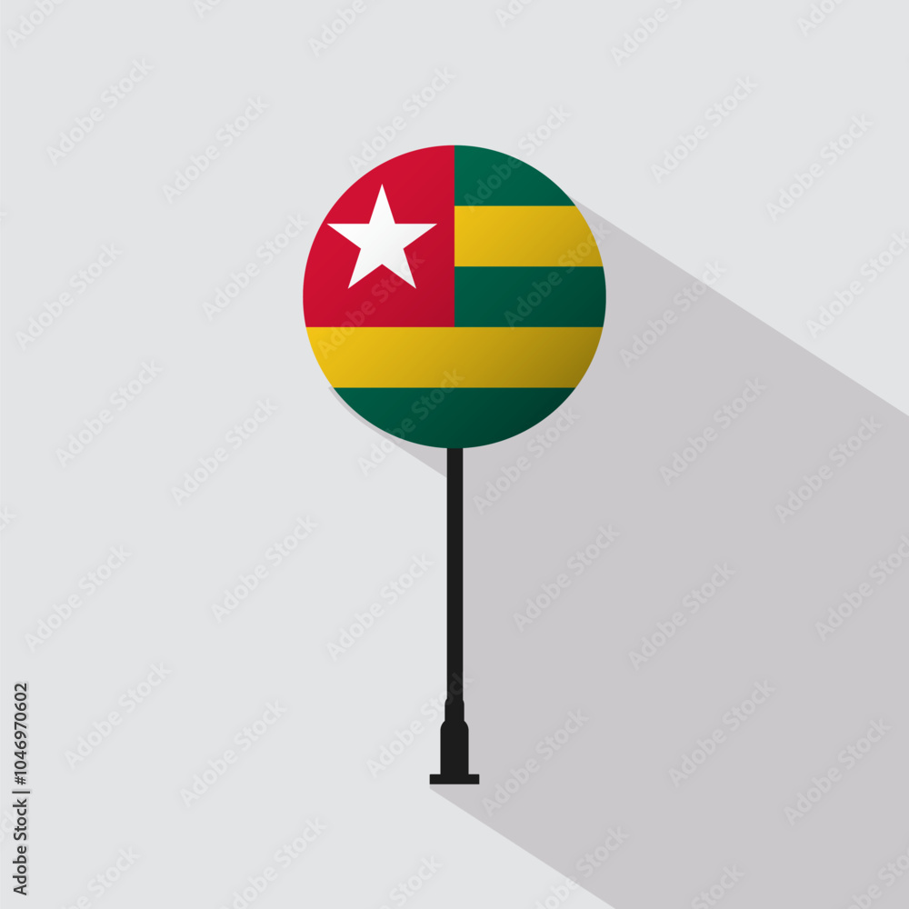 Naklejka premium Togo National Circle Sign Flag Vector Illustration