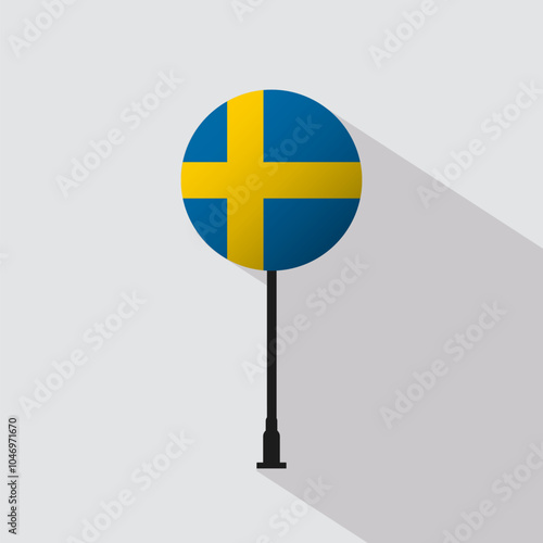 Sweden National Circle Sign Flag Vector Illustration