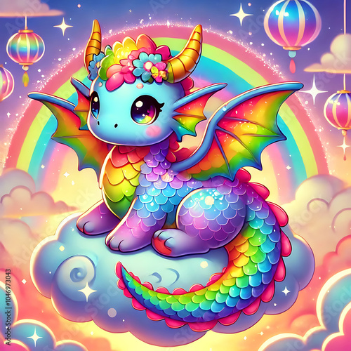 Rainbow-Scaled Dragon in a Magical World, Generative Ai