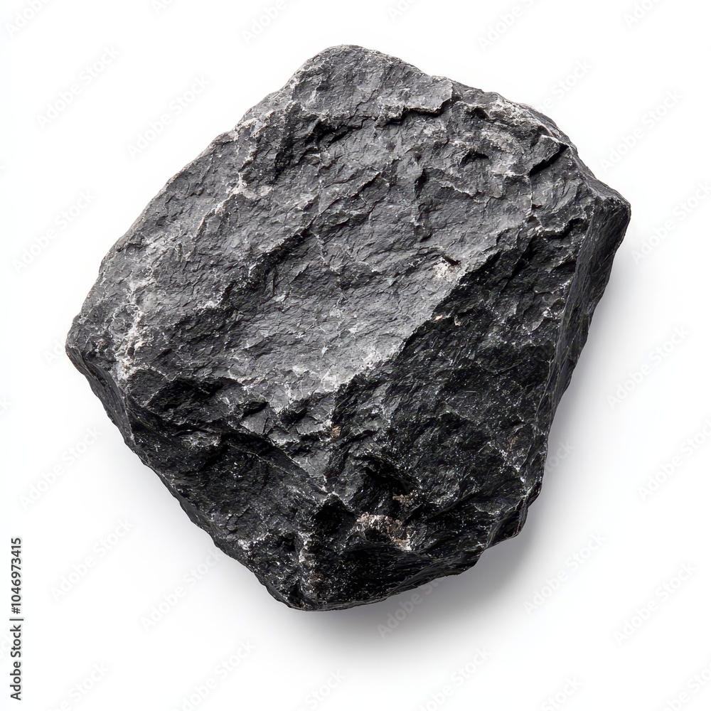 Isolated gray rock with rough texture on white background, clipping path for easy use in advertising and product mockups Isolated gray rock with rough texture on white background, clipping path for easy use in advertising and product mockups