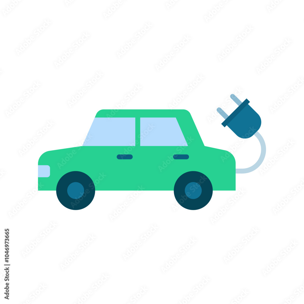 EV car icon. Electric car with plug. Eco friendly vehicle concept. EV car icon. Electric car with plug. Eco friendly vehicle concept.