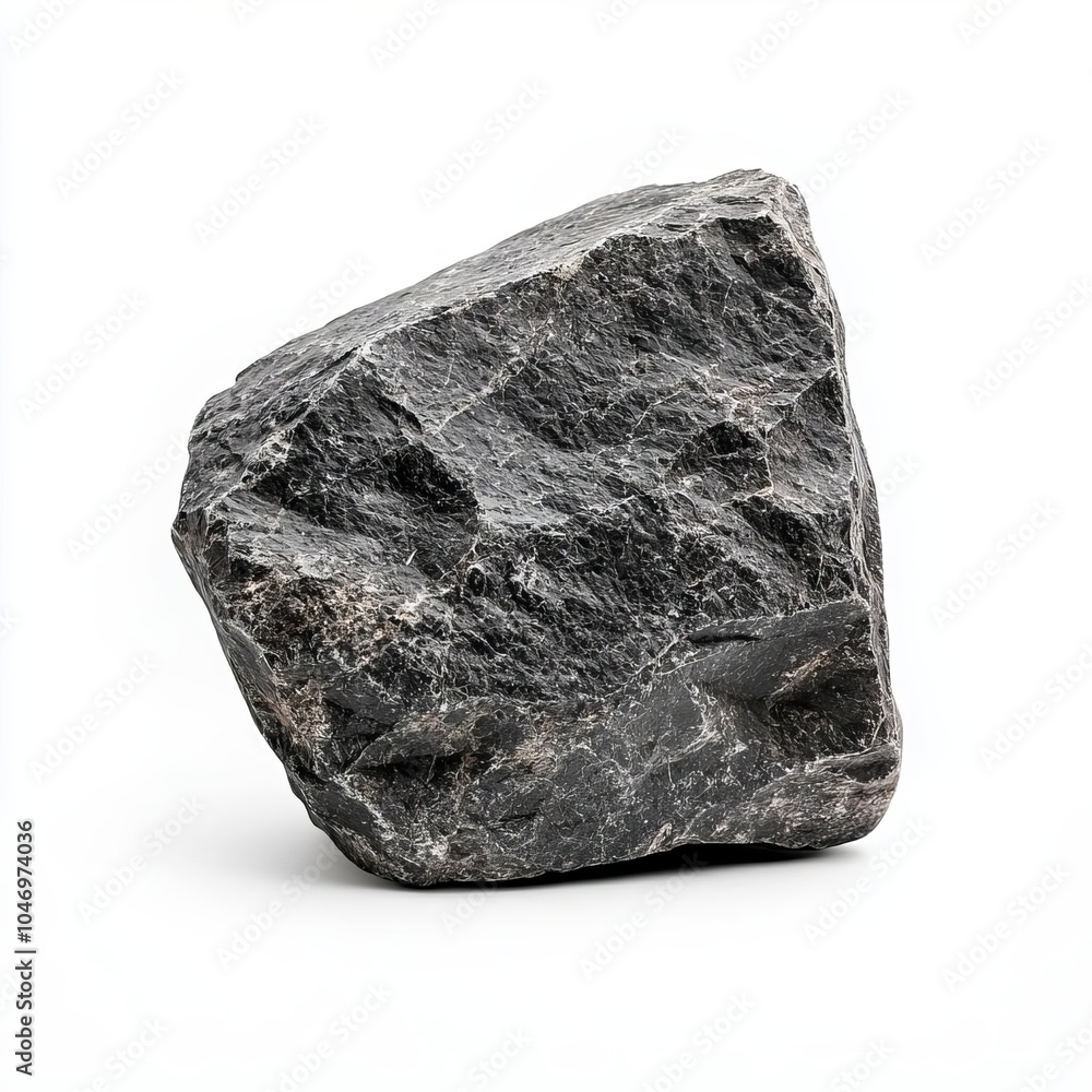 Single gray stone with natural texture, isolated, clean white background, clipping path included, perfect for product mockups and design Single gray stone with natural texture, isolated, clean white background, clipping path included, perfect for product mockups and design