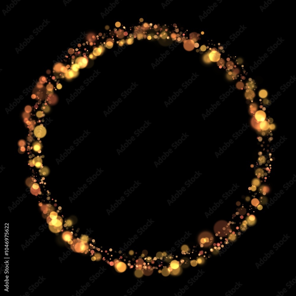 Gold sparkle or glitter lights effect round or circle frame, transparent light bokeh, isolated. Golden border, jewel deco art. Shining dust glowing confetti. Spark object. Png Gold sparkle or glitter lights effect round or circle frame, transparent light bokeh, isolated. Golden border, jewel deco art. Shining dust glowing confetti. Spark object. Png