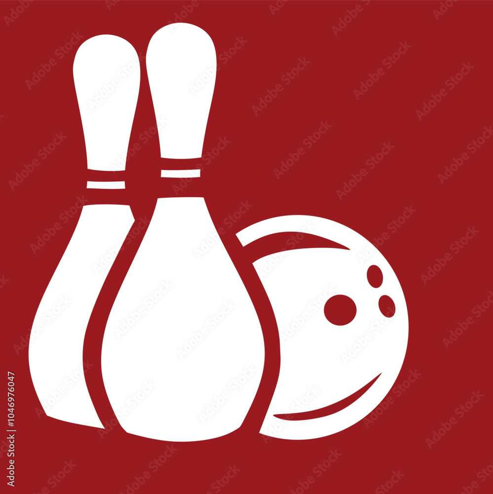 Fototapeta premium two bowling pins and a bowling ball on a red background