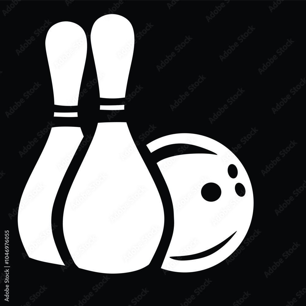 Fototapeta premium two bowling pins and a bowling ball on a black background